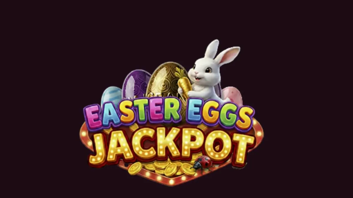 Tampilan visual slot Easter Eggs Jackpot dengan tema musim semi dan telur warna-warni