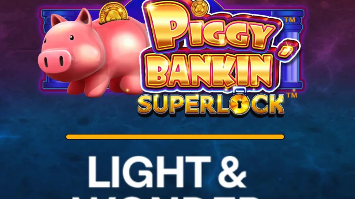 Tampilan visual slot Piggy Bankin’ Super Lock dengan tema emas dan brankas mewah