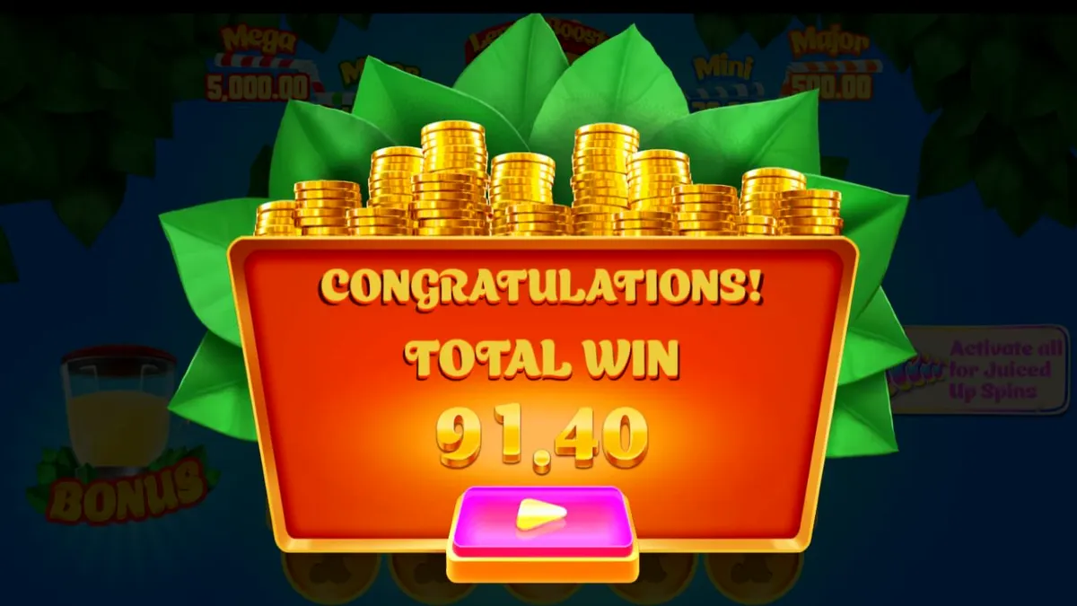 Lucky Lemons 2 Juiced Up slot machine interface with vibrant citrus theme
