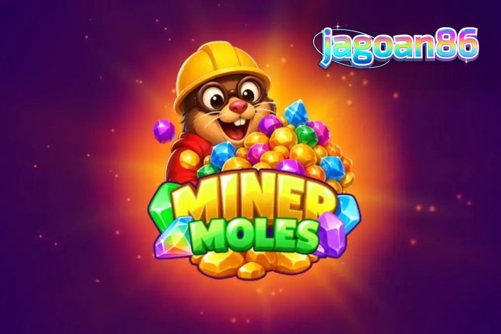 Tampilan visual slot Miner Moles dengan karakter tikus tanah dan elemen tambang